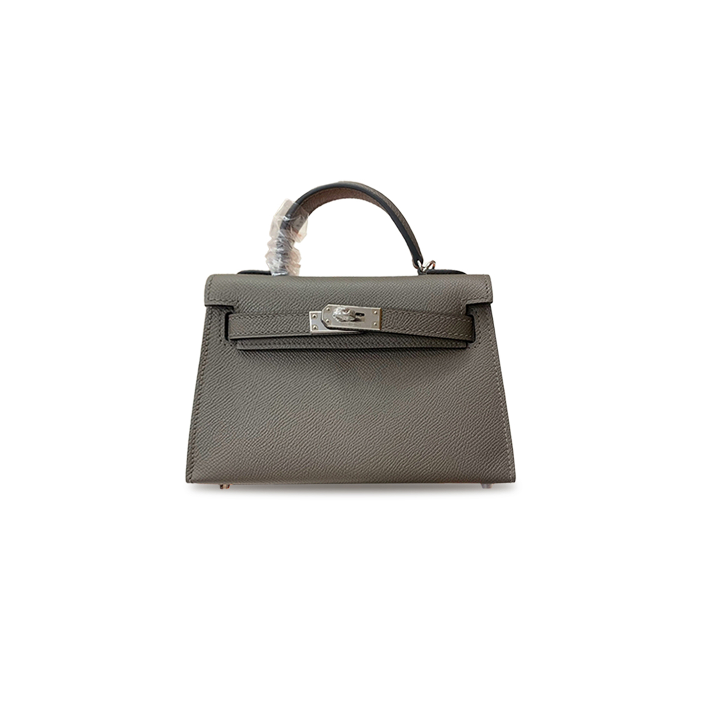 HERMÈS MASTER MINI KELLY II EPSOM PEWTER GRAY SILVER BUCKLE (19*12*5.5cm)
